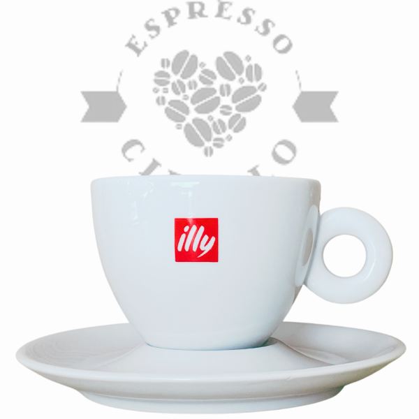 illy original Logo Cappuccinotasse mit Unterteller 200ml weiß 6 Stück